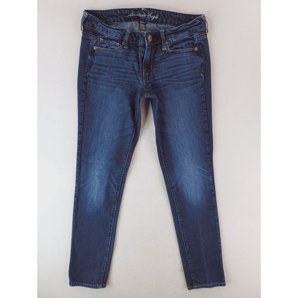 American Eagle Jeans Womens 4 Blue Skinny Stretch Denim Pants Medium Wash Low